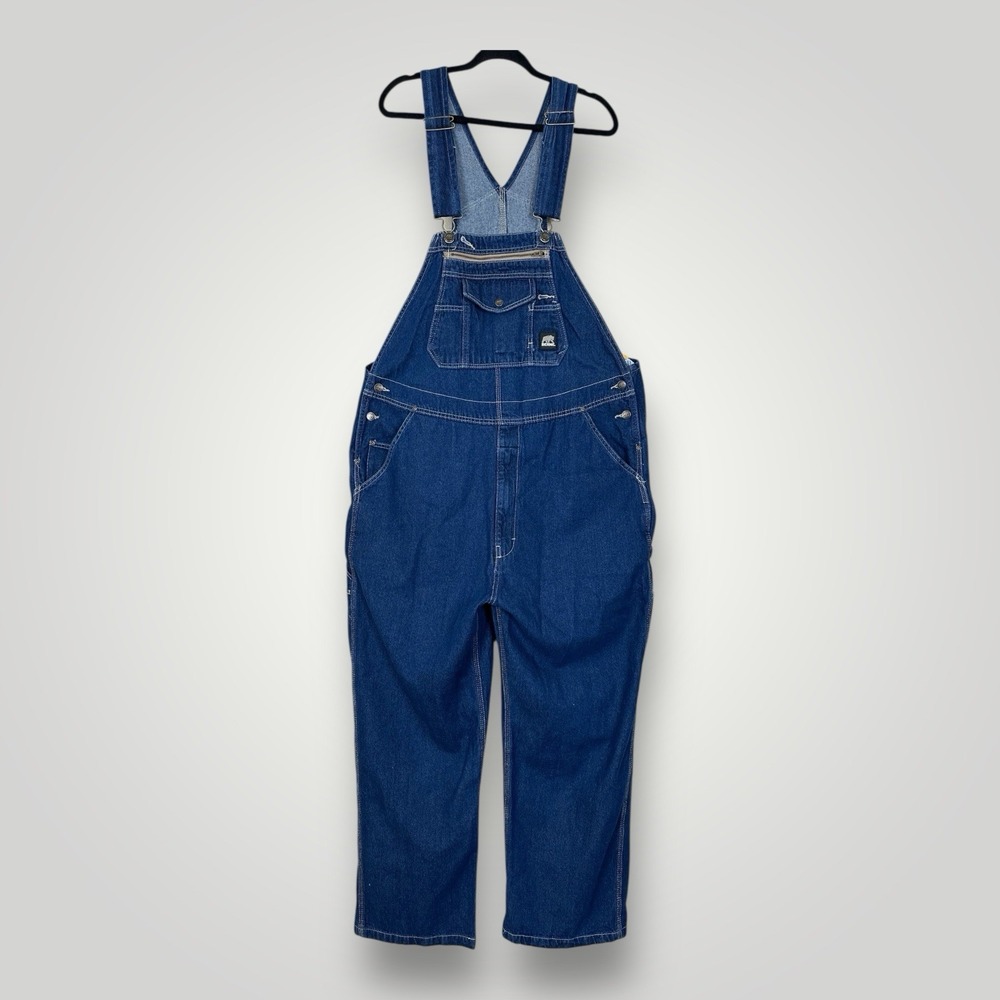 NEW Berne Unlined Denim Bib Overall Medium Wash Denim Mens 44x30 Relaxed Fit NWT